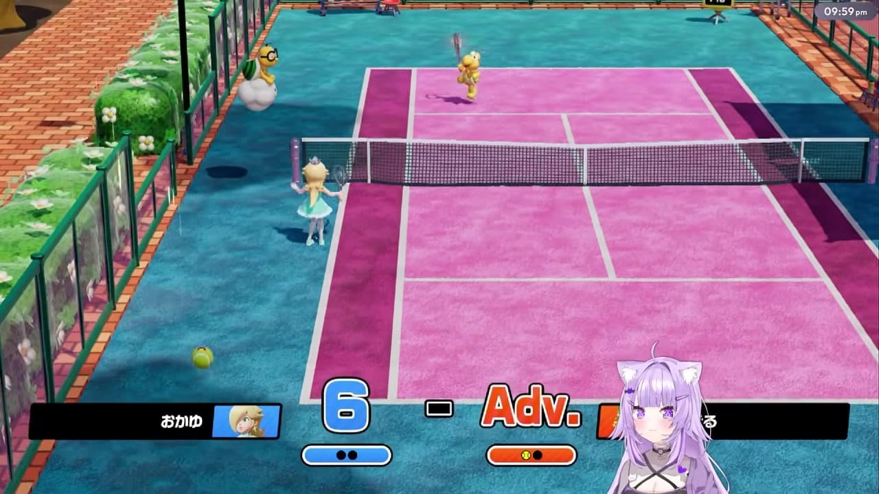 [Mario Tennis] Nekomata Okayu realizes she held her pee during stream only after it ended