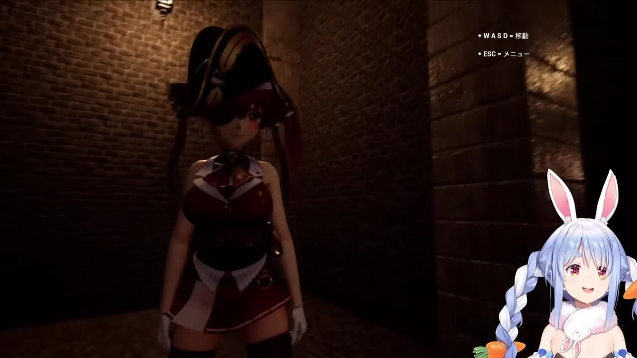 【ホロキングダム】元海賊マリンの巨乳に興奮しパンツを覗き込む兎田ぺこら